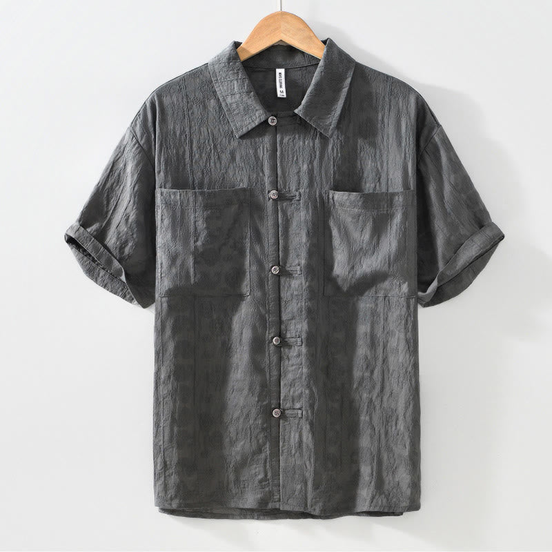 Chemise d'été à manches courtes et boutons pour homme avec deux poches Motif Buddha Stones - image 3