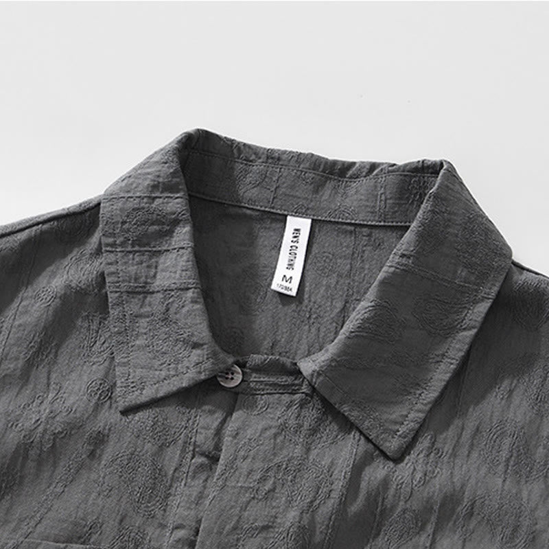 Chemise d'été à manches courtes et boutons pour homme avec deux poches Motif Buddha Stones - image 5