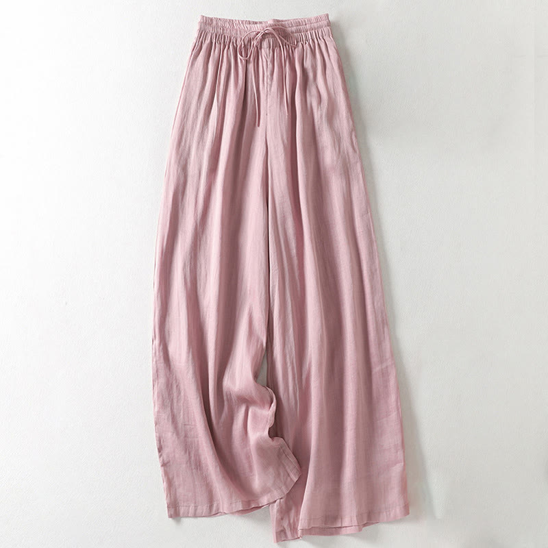 Pantalon Buddha Stones décontracté en coton et lin avec cordon de serrage et poches pour femme, longueur cheville - Rose clair - US8-10，UK/AU12-14，EU40-42 (2XL) - image 1