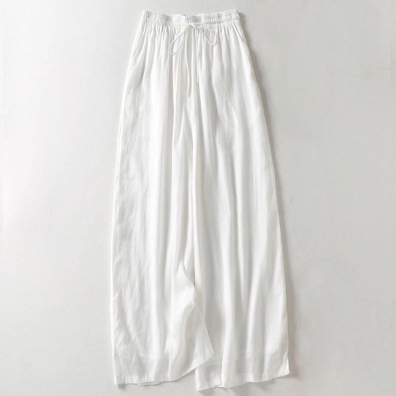 Pantalon Buddha Stones décontracté en coton et lin avec cordon de serrage et poches pour femme, longueur cheville - Blanc - US8-10，UK/AU12-14，EU40-42 (2XL) - image 5