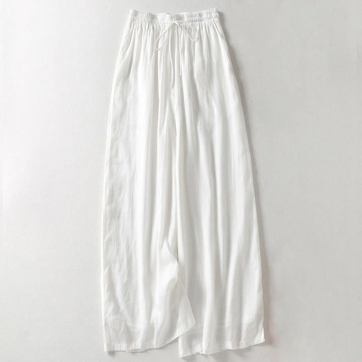 Pantalon Buddha Stones décontracté en coton et lin avec cordon de serrage et poches pour femme, longueur cheville - Blanc - US8-10，UK/AU12-14，EU40-42 (2XL) - image 5