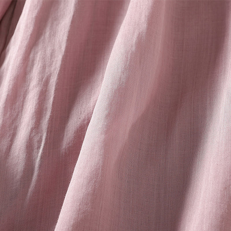 Pantalon Buddha Stones décontracté en coton et lin avec cordon de serrage et poches pour femme, longueur cheville - image 2