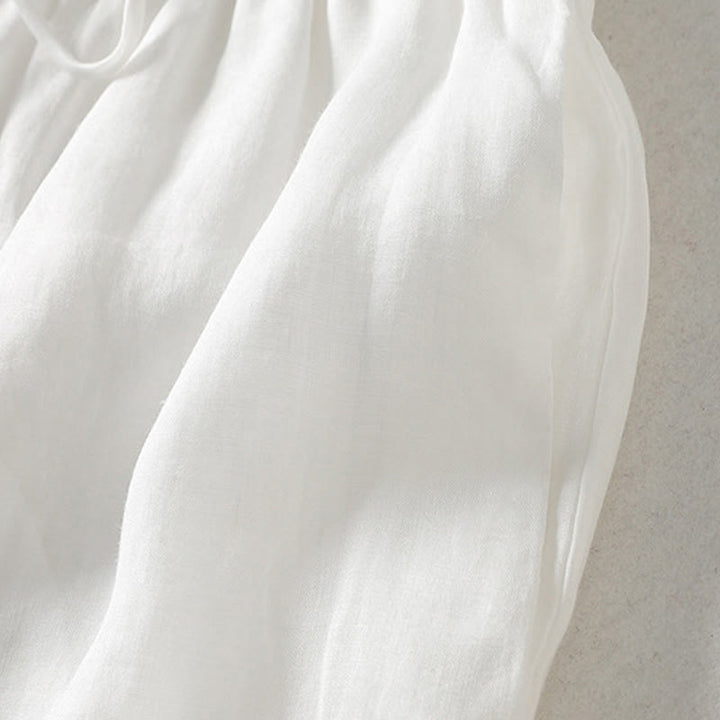 Pantalon Buddha Stones décontracté en coton et lin avec cordon de serrage et poches pour femme, longueur cheville - image 6