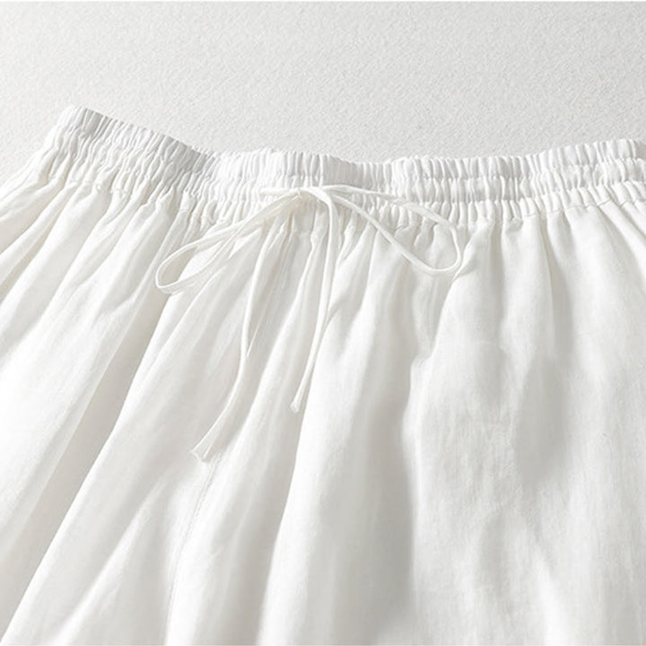 Pantalon Buddha Stones décontracté en coton et lin avec cordon de serrage et poches pour femme, longueur cheville - image 5