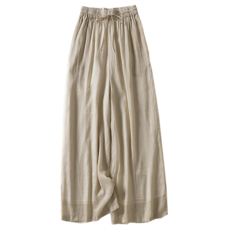 Pantalon Buddha Stones décontracté en coton et lin avec cordon de serrage et poches pour femme, longueur cheville - image 13