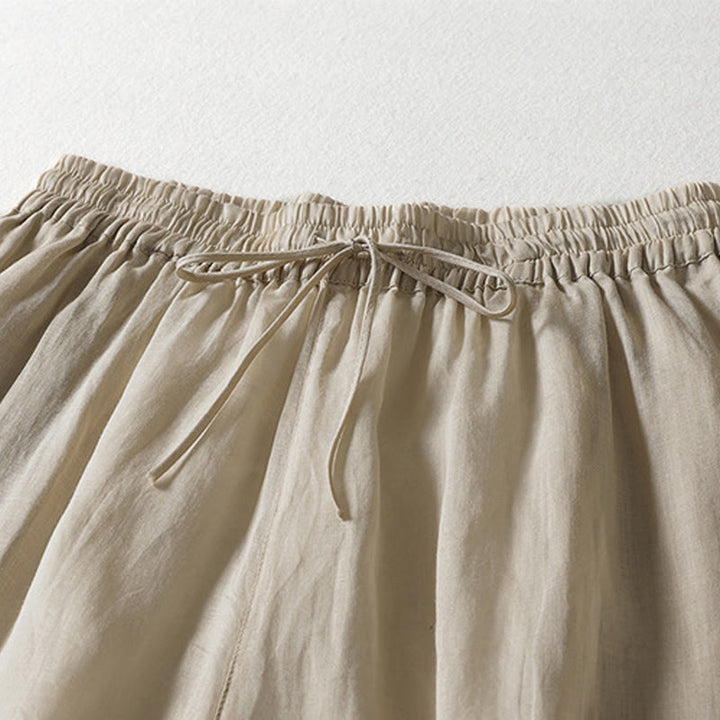 Pantalon Buddha Stones décontracté en coton et lin avec cordon de serrage et poches pour femme, longueur cheville - image 10