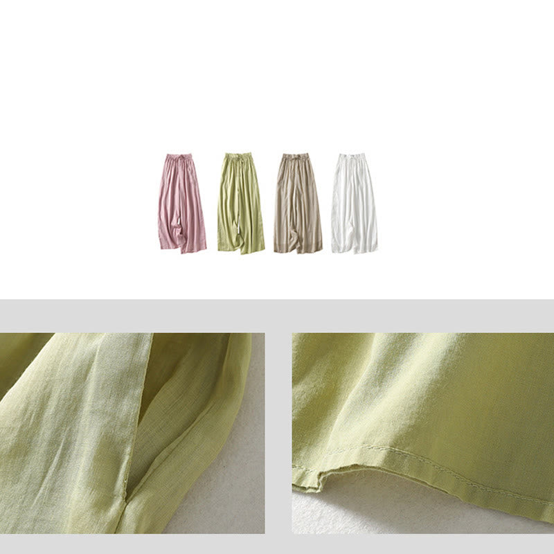 Pantalon Buddha Stones décontracté en coton et lin avec cordon de serrage et poches pour femme, longueur cheville - image 25