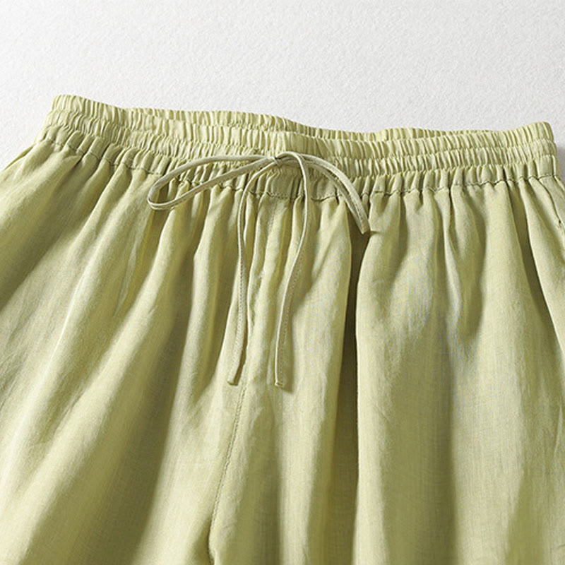 Pantalon Buddha Stones décontracté en coton et lin avec cordon de serrage et poches pour femme, longueur cheville - image 15