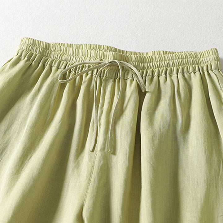 Pantalon Buddha Stones décontracté en coton et lin avec cordon de serrage et poches pour femme, longueur cheville - image 15