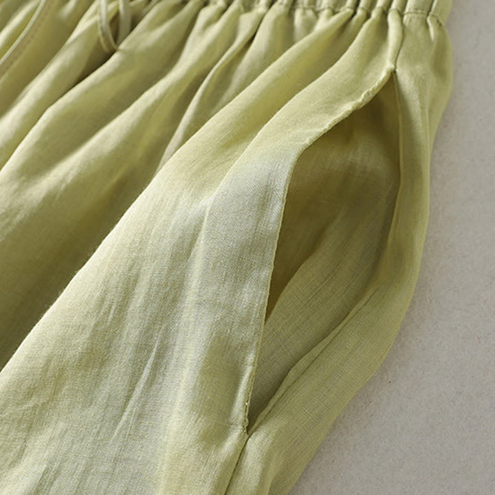 Pantalon Buddha Stones décontracté en coton et lin avec cordon de serrage et poches pour femme, longueur cheville - image 19