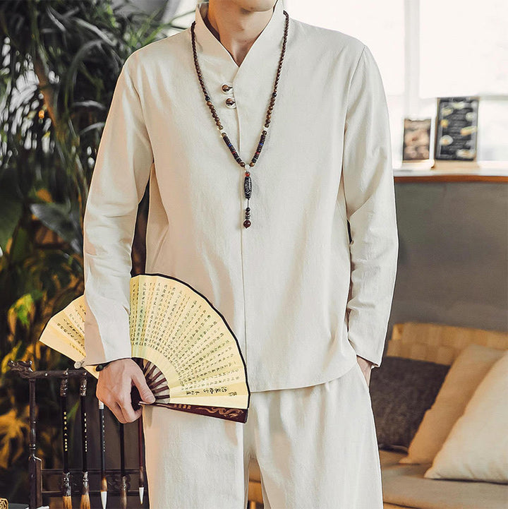 Ensemble de méditation pour homme Buddha Stones (2 pièces) : chemise en coton, pantalon longueur cheville avec poches. - image 7