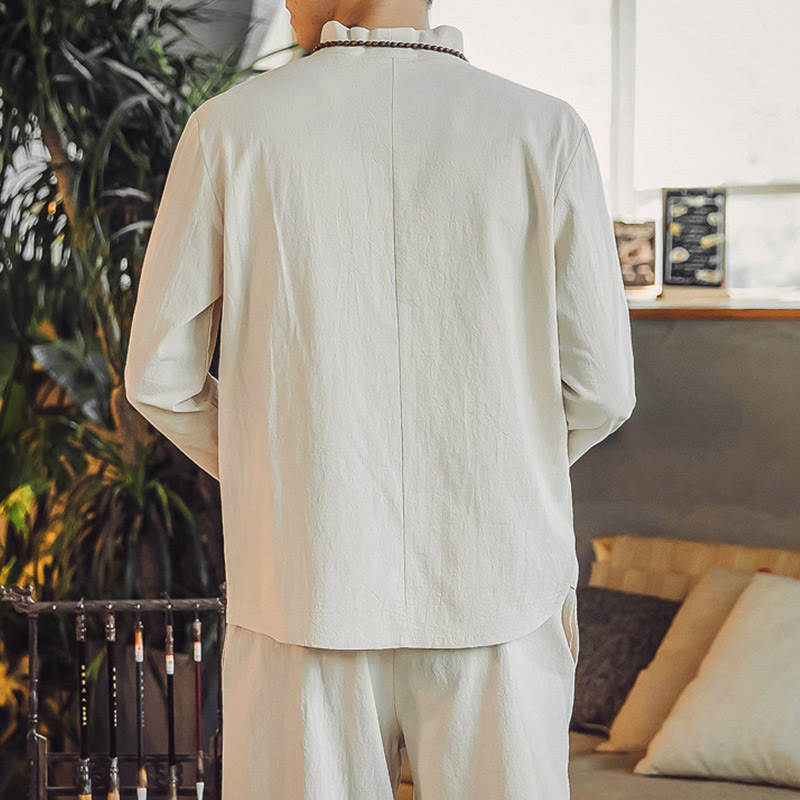 Ensemble de méditation pour homme Buddha Stones (2 pièces) : chemise en coton, pantalon longueur cheville avec poches. - image 5