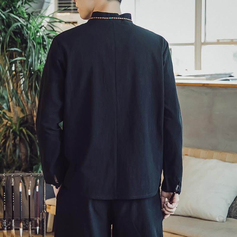 Ensemble de méditation pour homme Buddha Stones (2 pièces) : chemise en coton, pantalon longueur cheville avec poches. - image 13