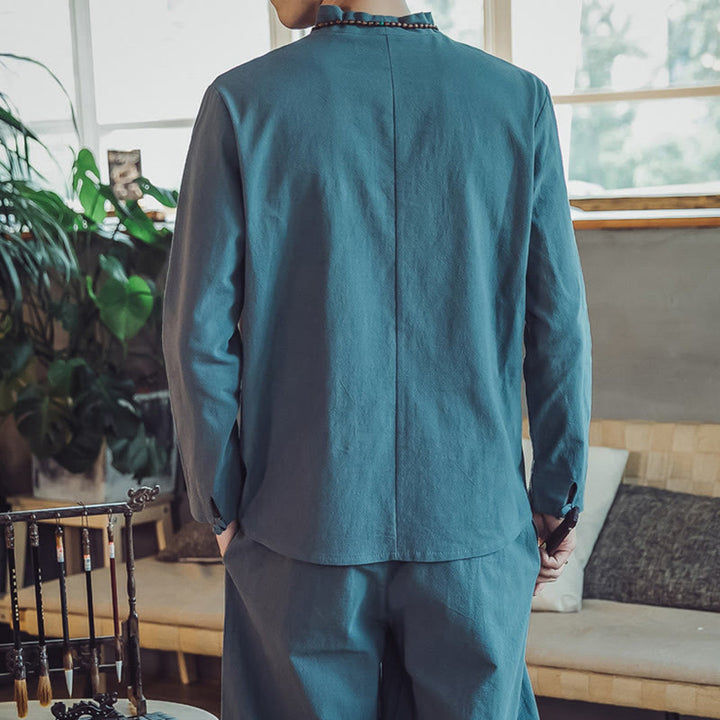 Ensemble de méditation pour homme Buddha Stones (2 pièces) : chemise en coton, pantalon longueur cheville avec poches. - image 23