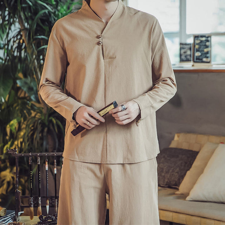 Ensemble de méditation pour homme Buddha Stones (2 pièces) : chemise en coton, pantalon longueur cheville avec poches. - image 31