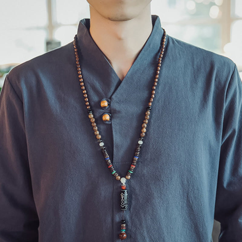 Ensemble de méditation pour homme Buddha Stones (2 pièces) : chemise en coton, pantalon longueur cheville avec poches. - image 43