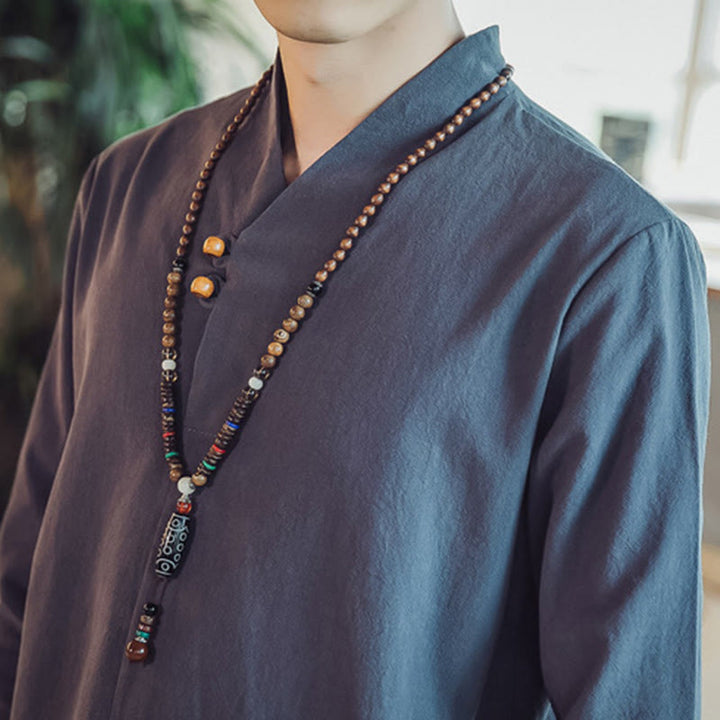 Ensemble de méditation pour homme Buddha Stones (2 pièces) : chemise en coton, pantalon longueur cheville avec poches. - image 44