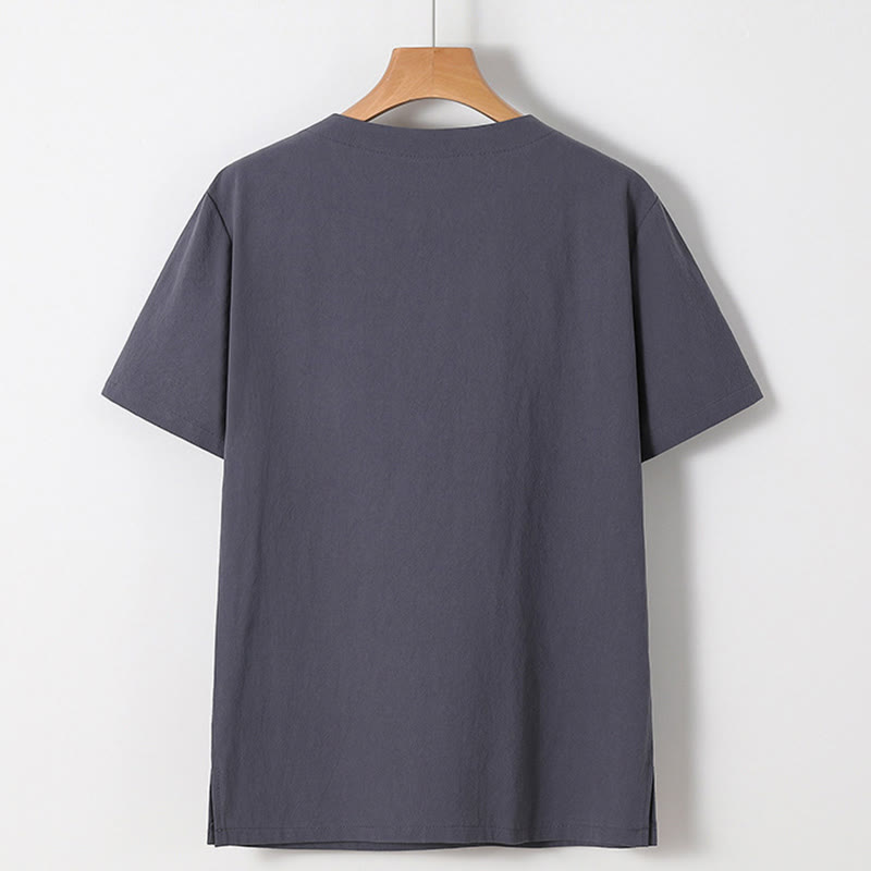 Ensemble chemise et pantalon en coton avec poches et motif grue, motif Buddha Stones, 2 pièces, pour homme - image 18