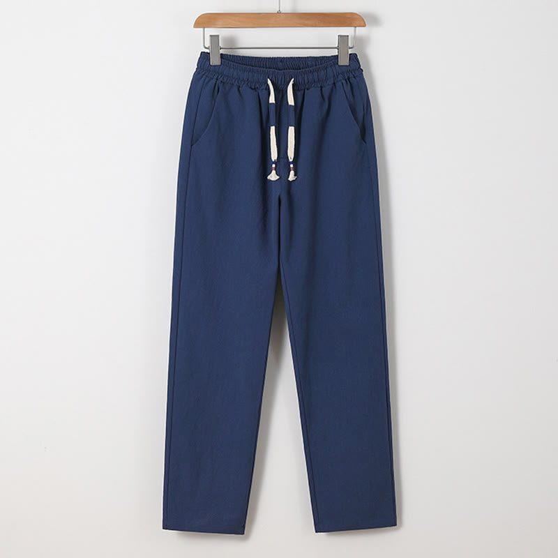 Ensemble chemise et pantalon en coton avec poches et motif grue, motif Buddha Stones, 2 pièces, pour homme - image 6