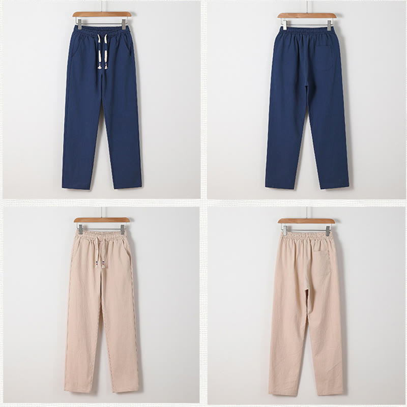 Ensemble chemise et pantalon en coton avec poches et motif grue, motif Buddha Stones, 2 pièces, pour homme - image 4