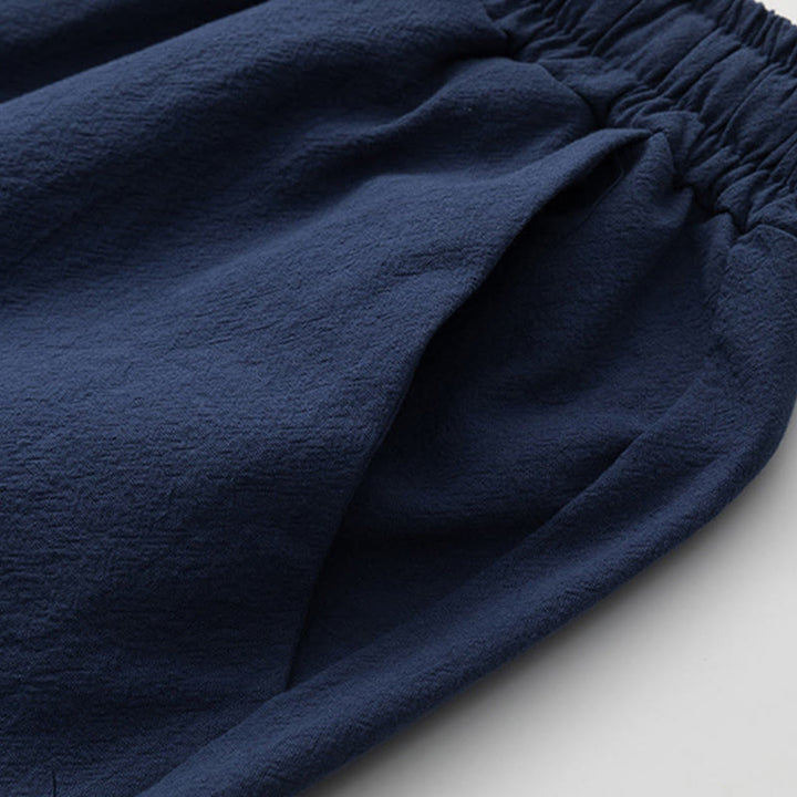 Ensemble chemise et pantalon en coton avec poches et motif grue, motif Buddha Stones, 2 pièces, pour homme - image 9