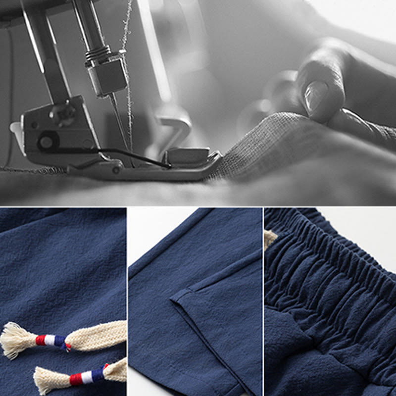 Ensemble chemise et pantalon en coton avec poches et motif grue, motif Buddha Stones, 2 pièces, pour homme - image 15