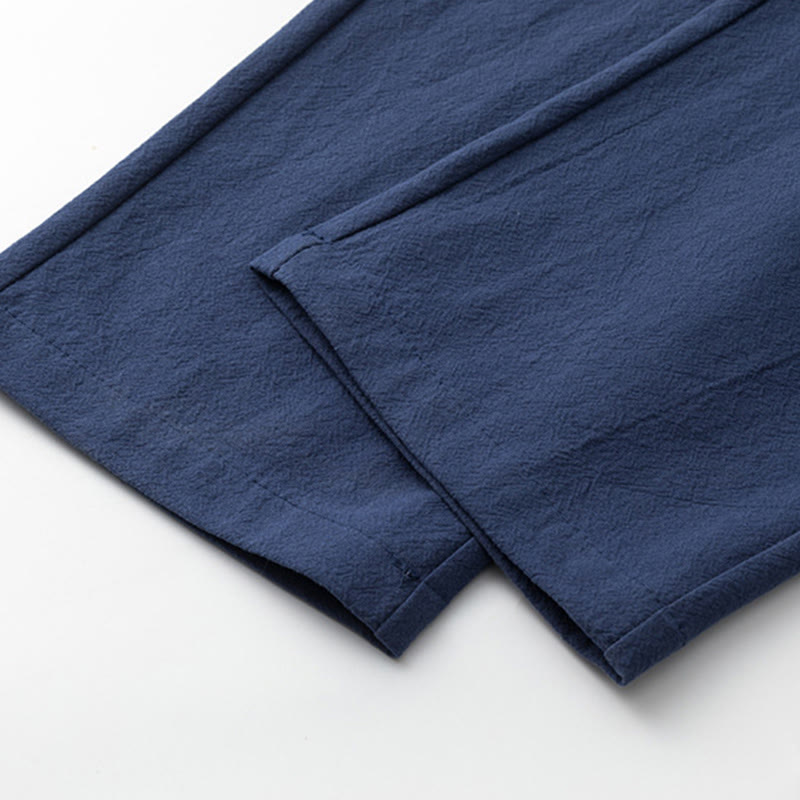 Ensemble chemise et pantalon en coton avec poches et motif grue, motif Buddha Stones, 2 pièces, pour homme - image 14