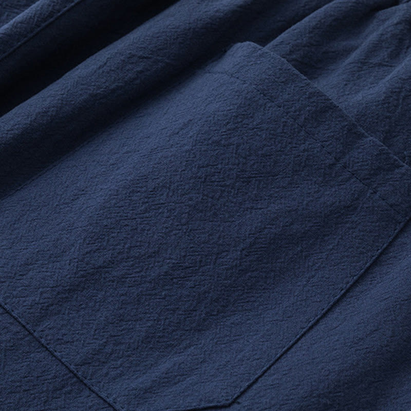 Ensemble chemise et pantalon en coton avec poches et motif grue, motif Buddha Stones, 2 pièces, pour homme - image 13