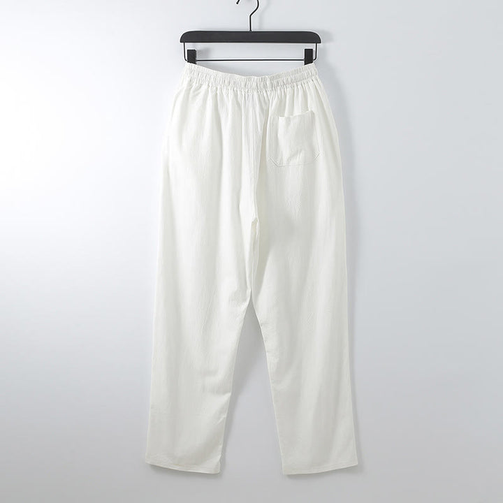 Ensemble 2 pièces chemise et pantalon d'été en coton à col en V et poches pour homme, motif Buddha Stones - image 4