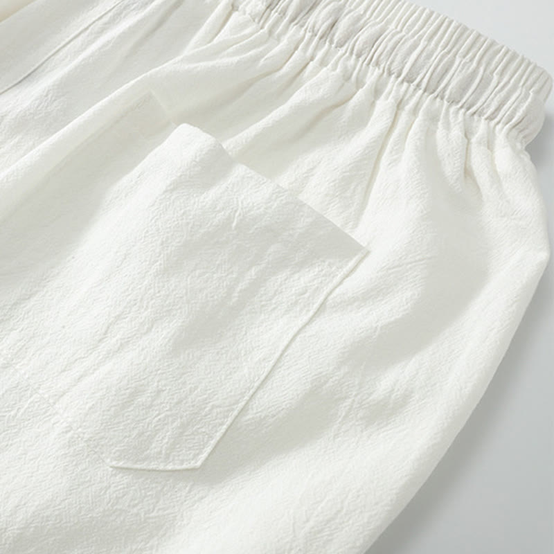 Ensemble 2 pièces chemise et pantalon d'été en coton à col en V et poches pour homme, motif Buddha Stones - image 10