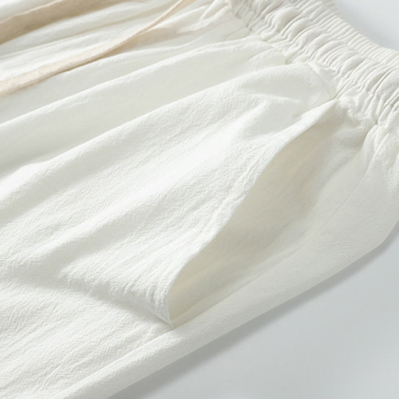 Ensemble 2 pièces chemise et pantalon d'été en coton à col en V et poches pour homme, motif Buddha Stones - image 6