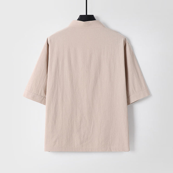 Ensemble 2 pièces chemise et pantalon d'été en coton à col en V et poches pour homme, motif Buddha Stones - image 17