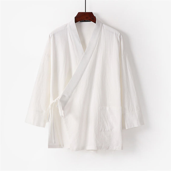 Ensemble kimono 2 pièces en coton à lacets et poches pour homme, motif Buddha Stones, tenue de méditation - image 2