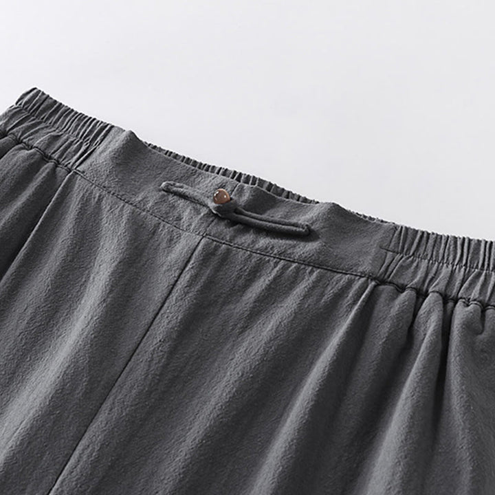 Ensemble 2 pièces chemise et pantalon en coton à col en V et manches courtes avec poches pour homme, motif Buddha Stones - image 11