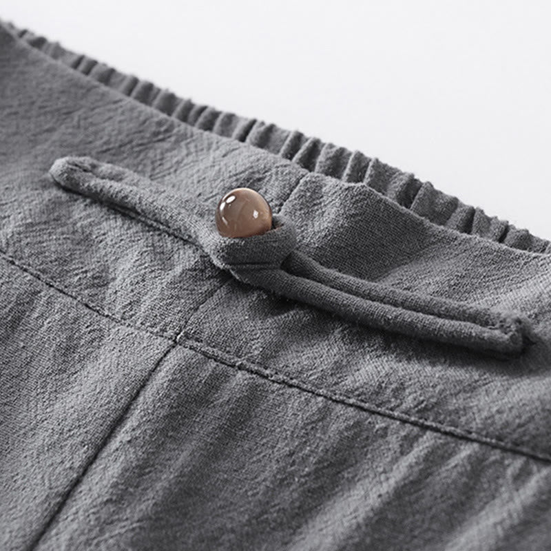Ensemble 2 pièces chemise et pantalon en coton à col en V et manches courtes avec poches pour homme, motif Buddha Stones - image 15