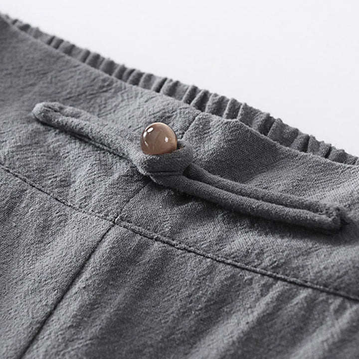 Ensemble 2 pièces chemise et pantalon en coton à col en V et manches courtes avec poches pour homme, motif Buddha Stones - image 14