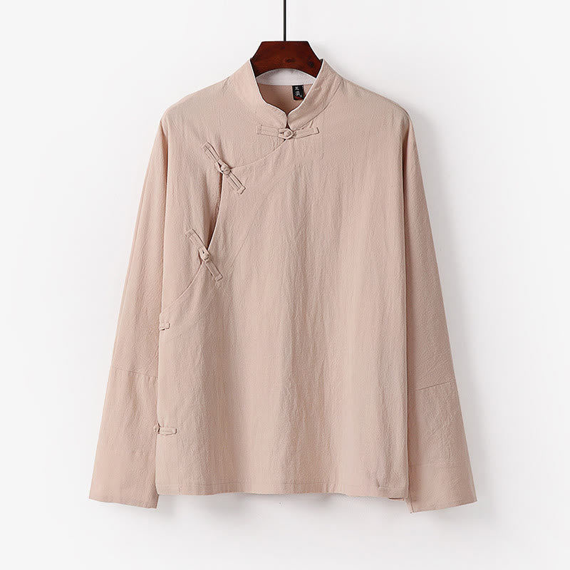 Chemise homme vintage en coton à manches longues et boutons grenouille, motif Buddha Stones - Blé - US/UK/AU50，EU60 (7XL) - image 5
