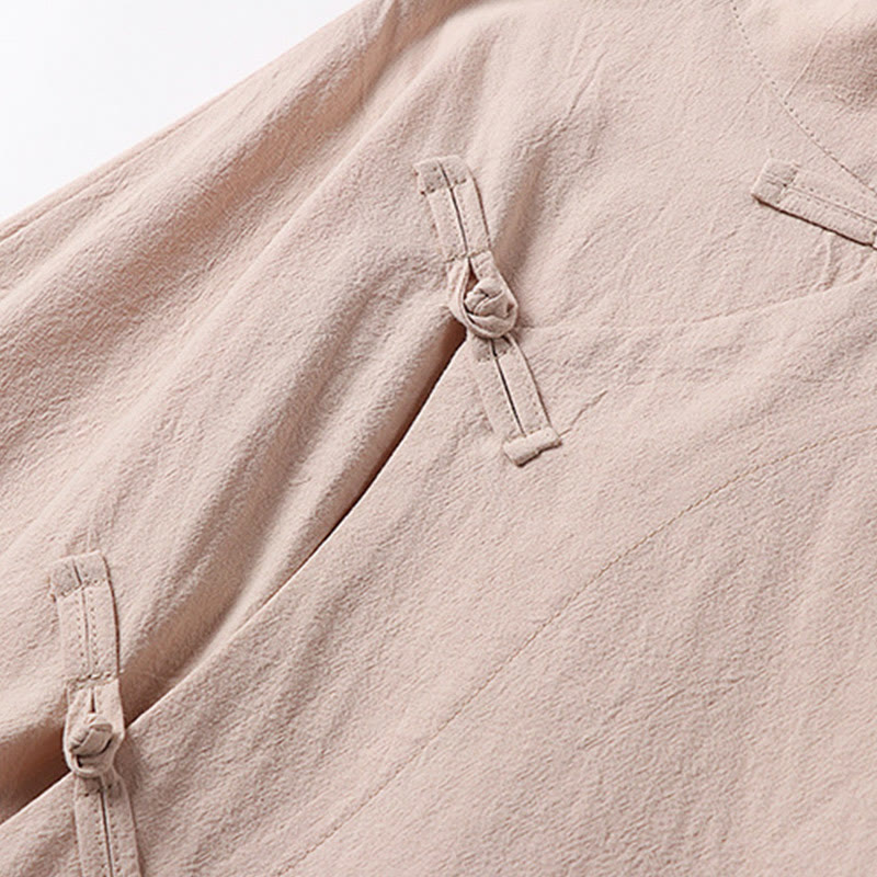 Chemise homme vintage en coton à manches longues et boutons grenouille, motif Buddha Stones - image 7