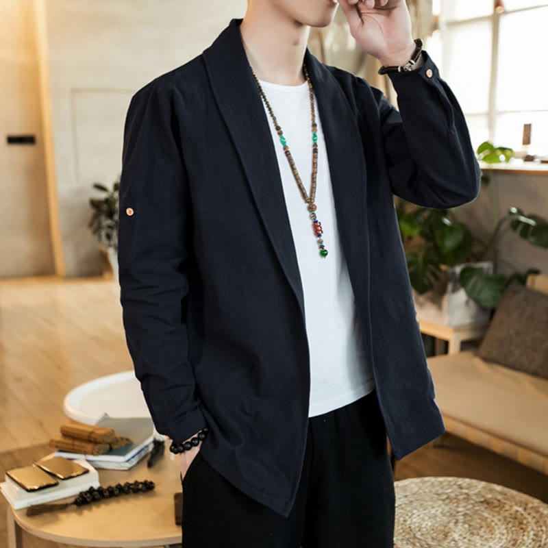 Veste kimono vintage en coton pour homme avec revers uni et ouverture sur le devant, motif Buddha Stones - image 19