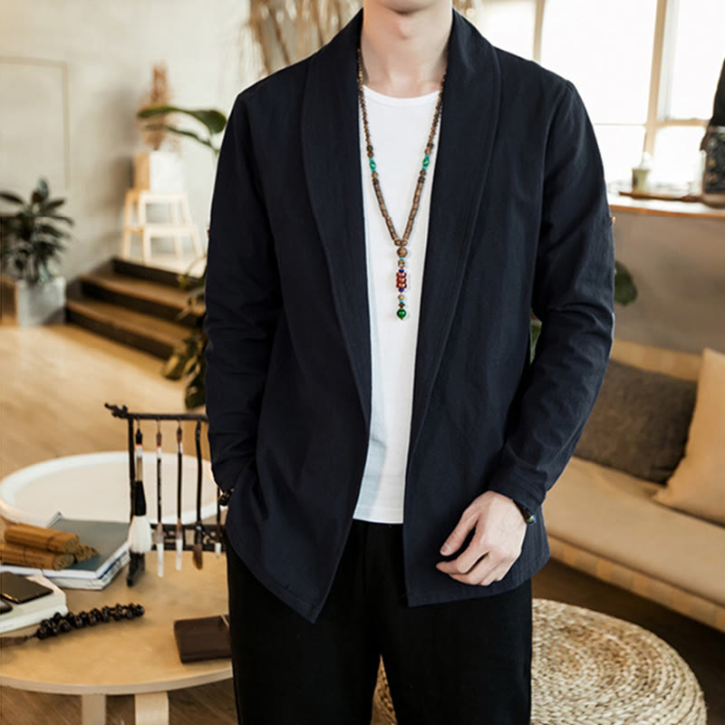 Veste kimono vintage en coton pour homme avec revers uni et ouverture sur le devant, motif Buddha Stones - image 17