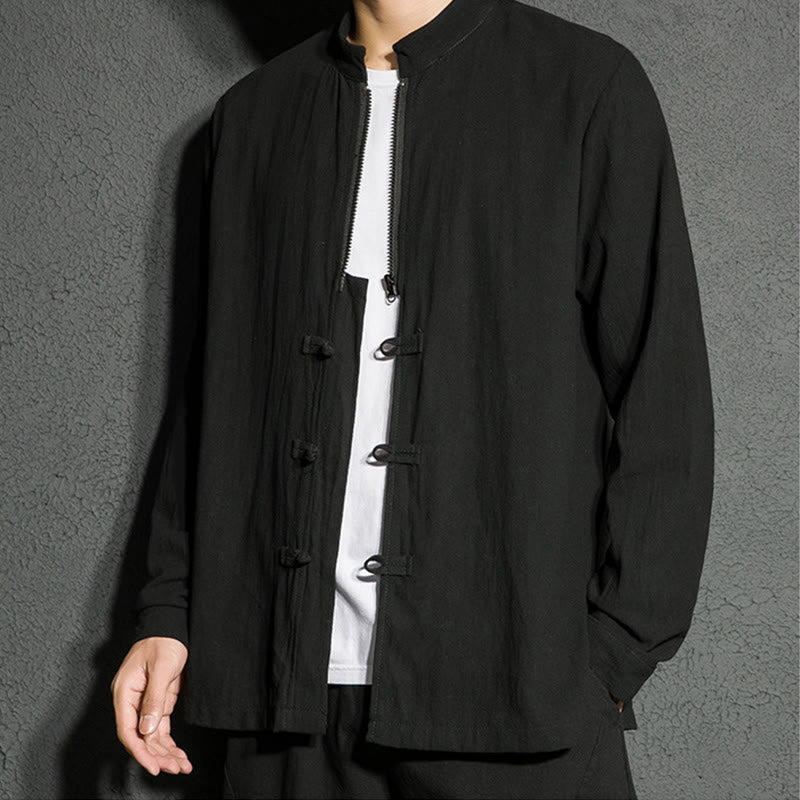 Chemise homme en coton à manches longues et fermeture éclair, motif Buddha Stones , motif grenouille chinois - image 6