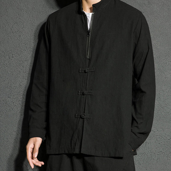 Chemise homme en coton à manches longues et fermeture éclair, motif Buddha Stones , motif grenouille chinois - image 8