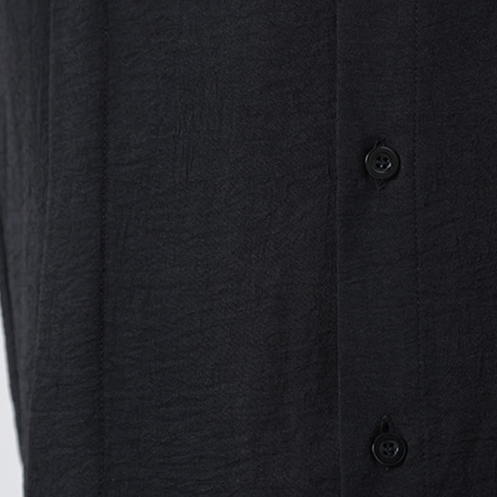 Chemise homme en coton à manches longues et col montant avec boutons unis et Buddha Stones - image 28
