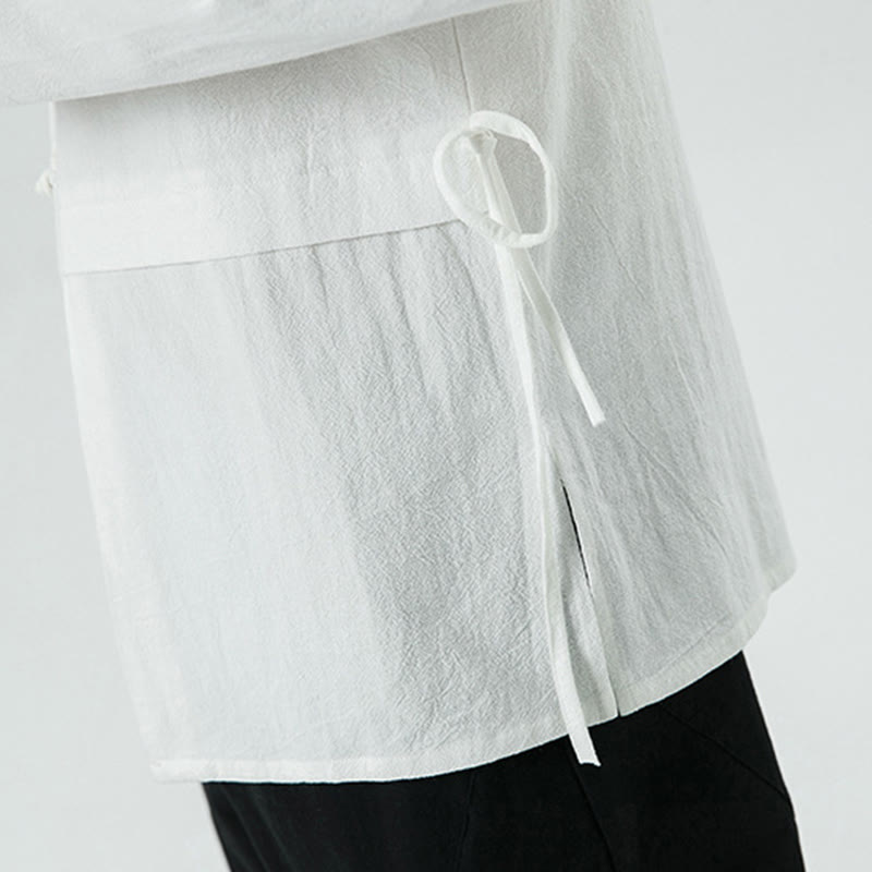 Chemise homme à manches longues en coton avec boutons grenouille chinois vintage et Buddha Stones - image 10