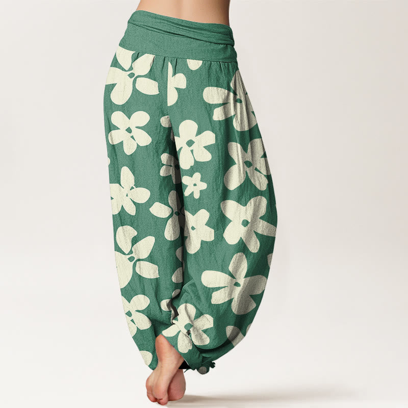 Pantalon sarouel décontracté à taille élastique style bohème à fleurs pour femme Buddha Stones - image 3