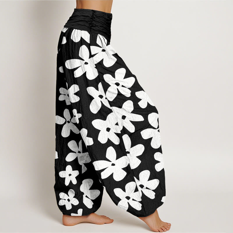 Pantalon sarouel décontracté à taille élastique style bohème à fleurs pour femme Buddha Stones - image 9