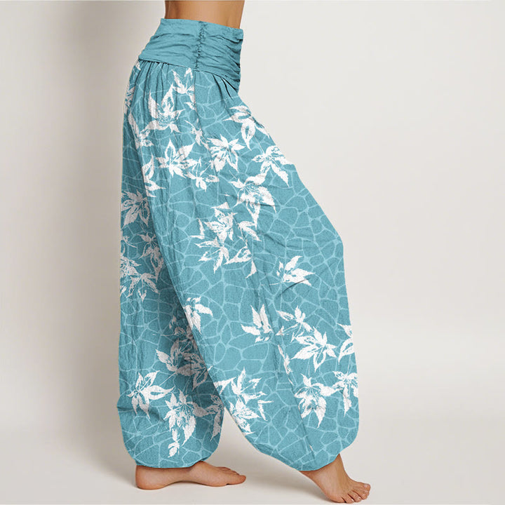 Pantalon sarouel décontracté à taille élastique pour femme avec motif feuille d'érable et Buddha Stones - image 6