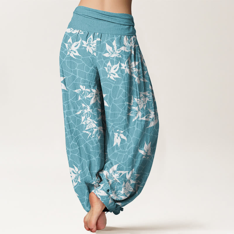 Pantalon sarouel décontracté à taille élastique pour femme avec motif feuille d'érable et Buddha Stones - image 7