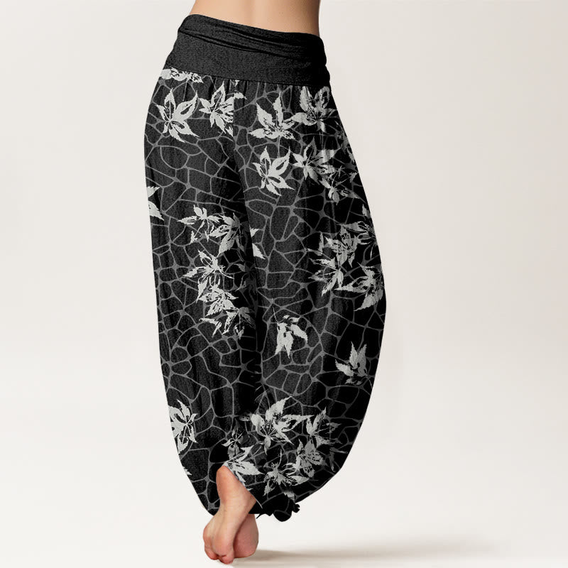 Pantalon sarouel décontracté à taille élastique pour femme avec motif feuille d'érable et Buddha Stones - image 9
