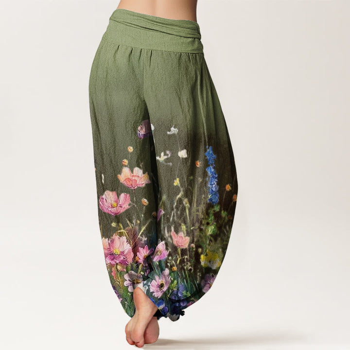 Pantalon sarouel décontracté à taille élastique pour femme, motif floral aquarelle, motif Buddha Stones - image 7